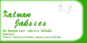 kalman jaksics business card